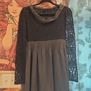 Ryu Black and Grey Lace/Sweater dress